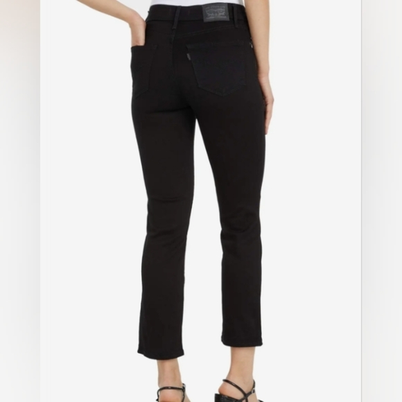 Levis 724 High Rise Straight Cropped Distressed Black Jeans, Size 16 - Picture 10 of 11